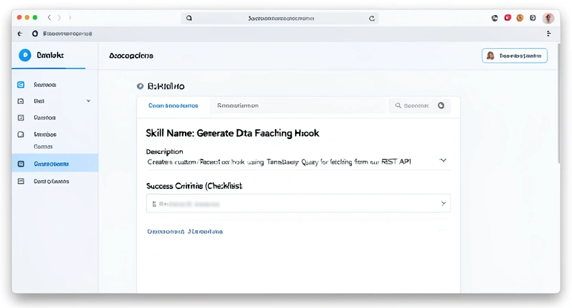 Screenshot of the Ralph Loop Skills Generator interface showing a form to create a new skill titled 