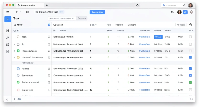 Screenshot of a spreadsheet or Notion page with columns for Task, Unstructured Prompt Cost, Atomic Skill Cost, Savings, and ROI %, filled with example data from real development tasks