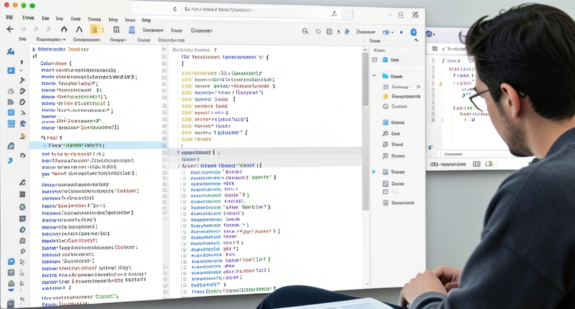 A frustrated person looking at a massive, overwhelming list of open tabs: documentation, Stack Overflow, a code editor, and a terminal with an error.