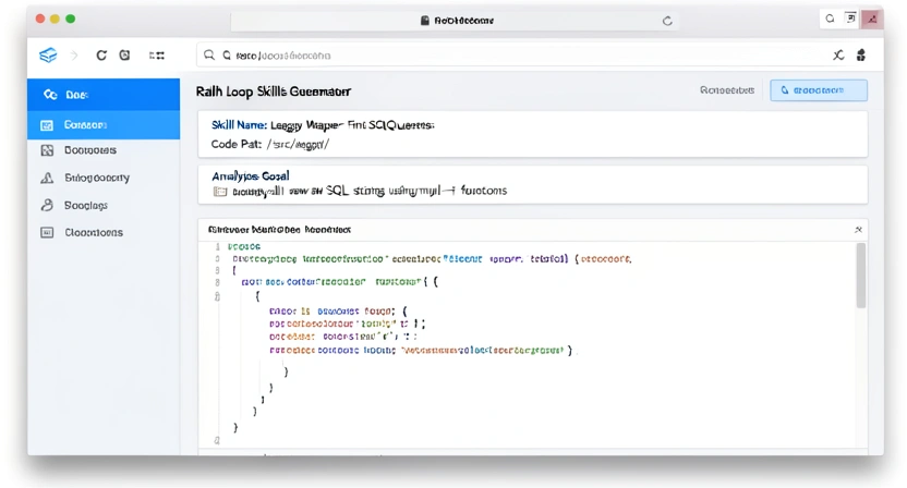 Screenshot of the Ralph Loop Skills Generator interface showing a 