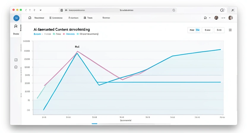 A graph showing a steep rise in AI-generated marketing content next to a flat line for marketing ROI